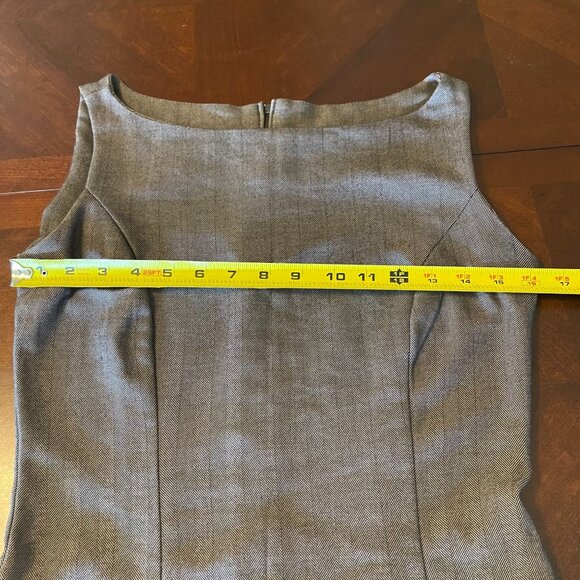 Flared Hem Dress Gray Sleeveless Pink Trim & Back Zipper retro style - Picture 5 of 7